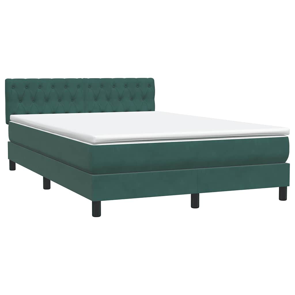 vidaXL Box Spring Κρεβάτι με στρώμα Σκούρο πράσινο 140x220cm Βελούδινο