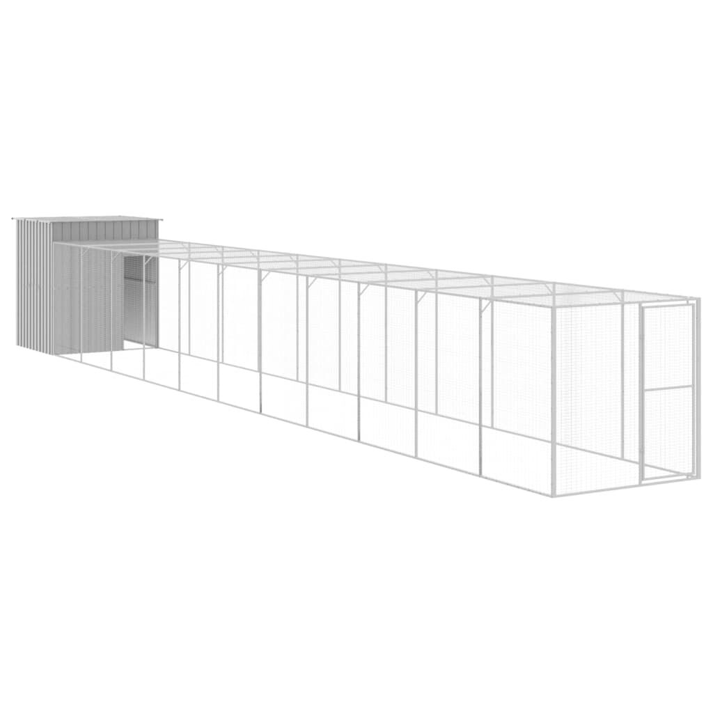 vidaXL Κοτέτσι με Περίβολο Αν. Γκρι 165x1271x181 εκ. Γαλβαν. Ατσάλι