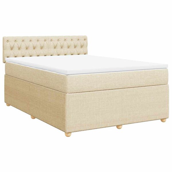 vidaXL &Kappa;&rho;&epsilon;&beta;ά&tau;&iota; Boxspring &mu;&epsilon; &Sigma;&tau;&rho;ώ&mu;&alpha; &Kappa;&rho;&epsilon;&mu; 140x190 &epsilon;&kappa;. &Upsilon;&phi;&alpha;&sigma;&mu;ά&tau;&iota;&nu;&omicron;
