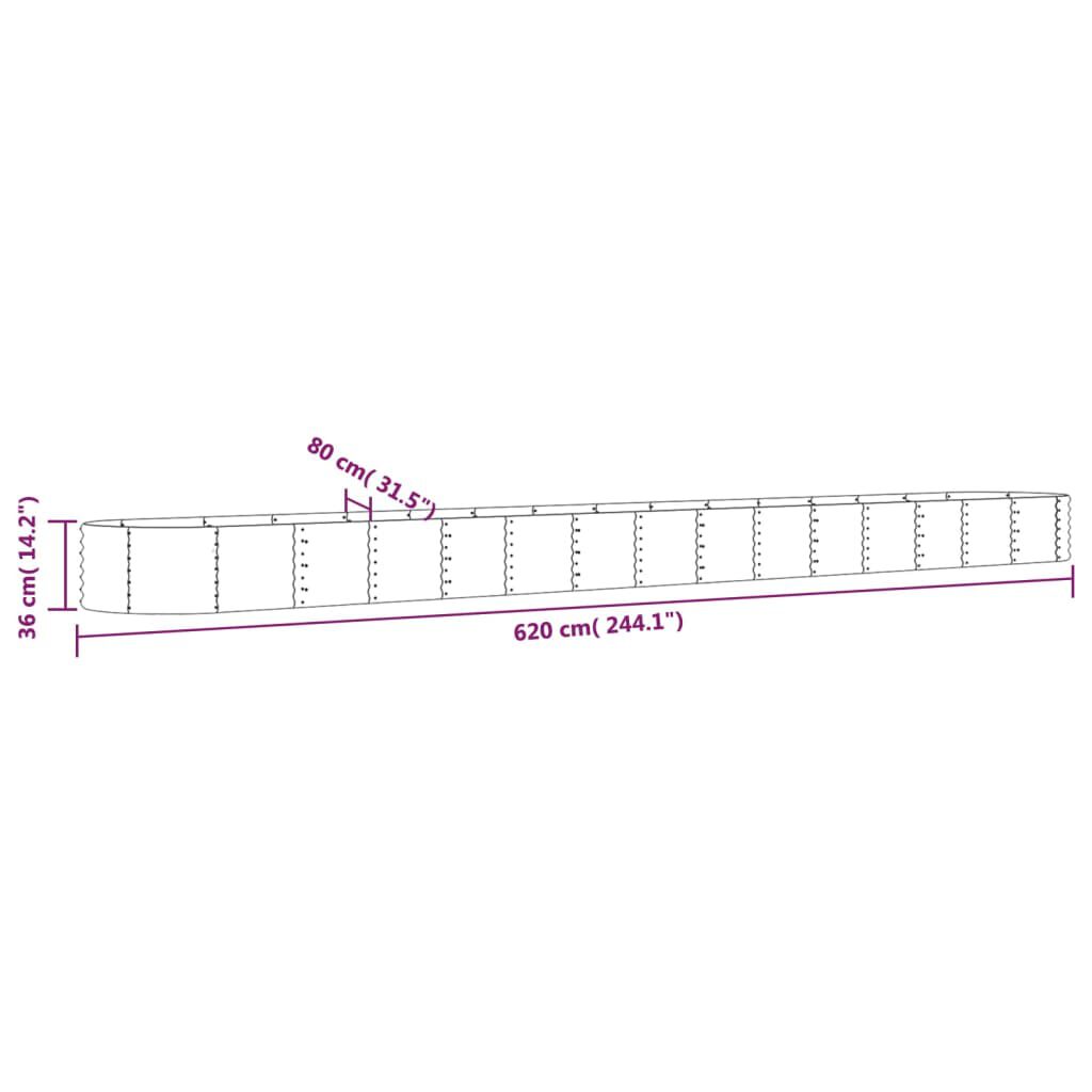 vidaXL Ζαρντινιέρα Πράσινη 620x80x36 εκ Ατσάλι με Ηλεκτρ. Βαφή Πούδρας