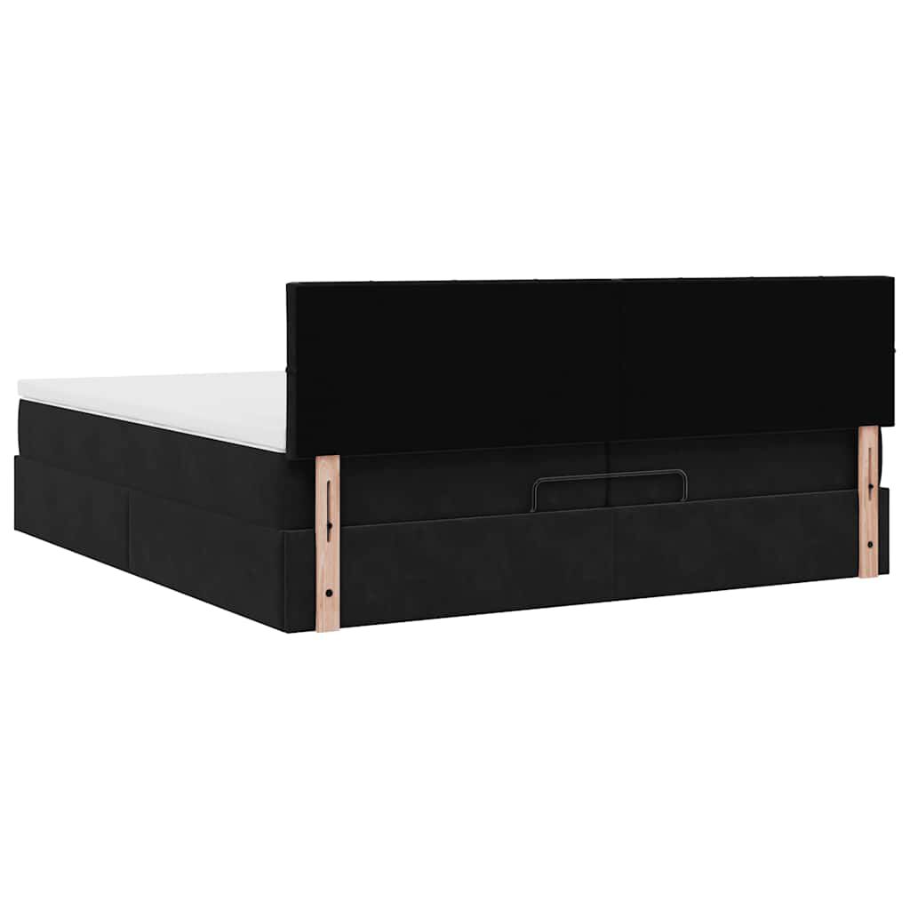 vidaXL Οθωμανικό κρεβάτι με στρώματα & LEDs Μαύρο 200x200cm Velvet