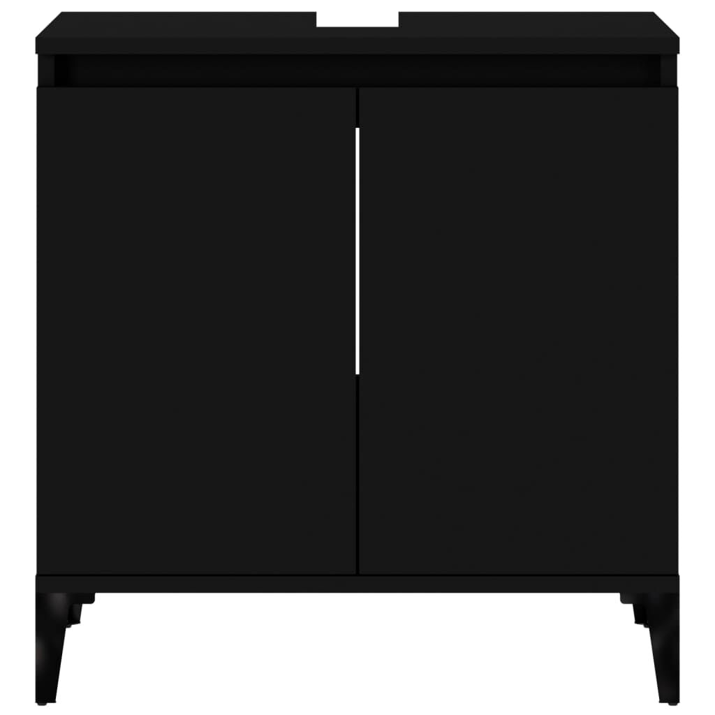 vidaXL Ντουλάπι Νιπτήρα Μαύρο 58x33x60 εκ. Επεξεργασμένο Ξύλο