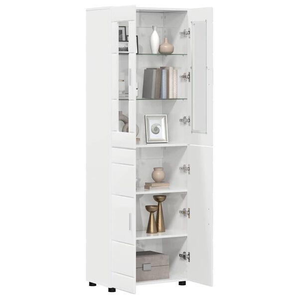 vidaXL Highboard &mu;&epsilon; &rho;ά&phi;&iota; &Upsilon;&psi;&eta;&lambda;ή&sigmaf; &gamma;&upsilon;&alpha;&lambda;ά&delta;&alpha;&sigmaf; &lambda;&epsilon;&upsilon;&kappa;ό 60 x 35 x 182 &epsilon;&kappa;.