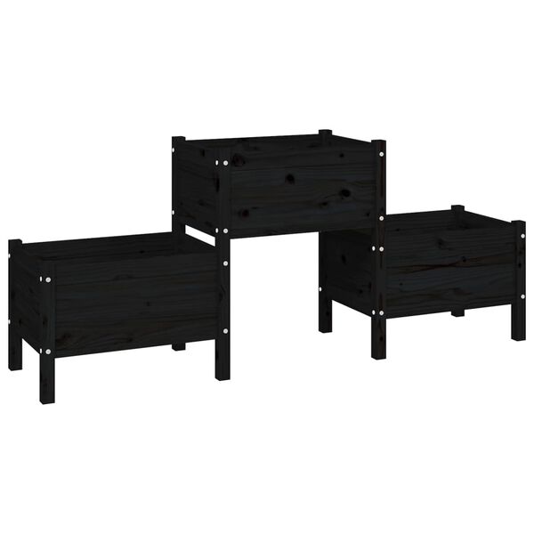 vidaXL Ζαρντινιέρα Μαύρη 178,5 x 44 x 75 εκ. από Μασίφ Ξύλο Πεύκου