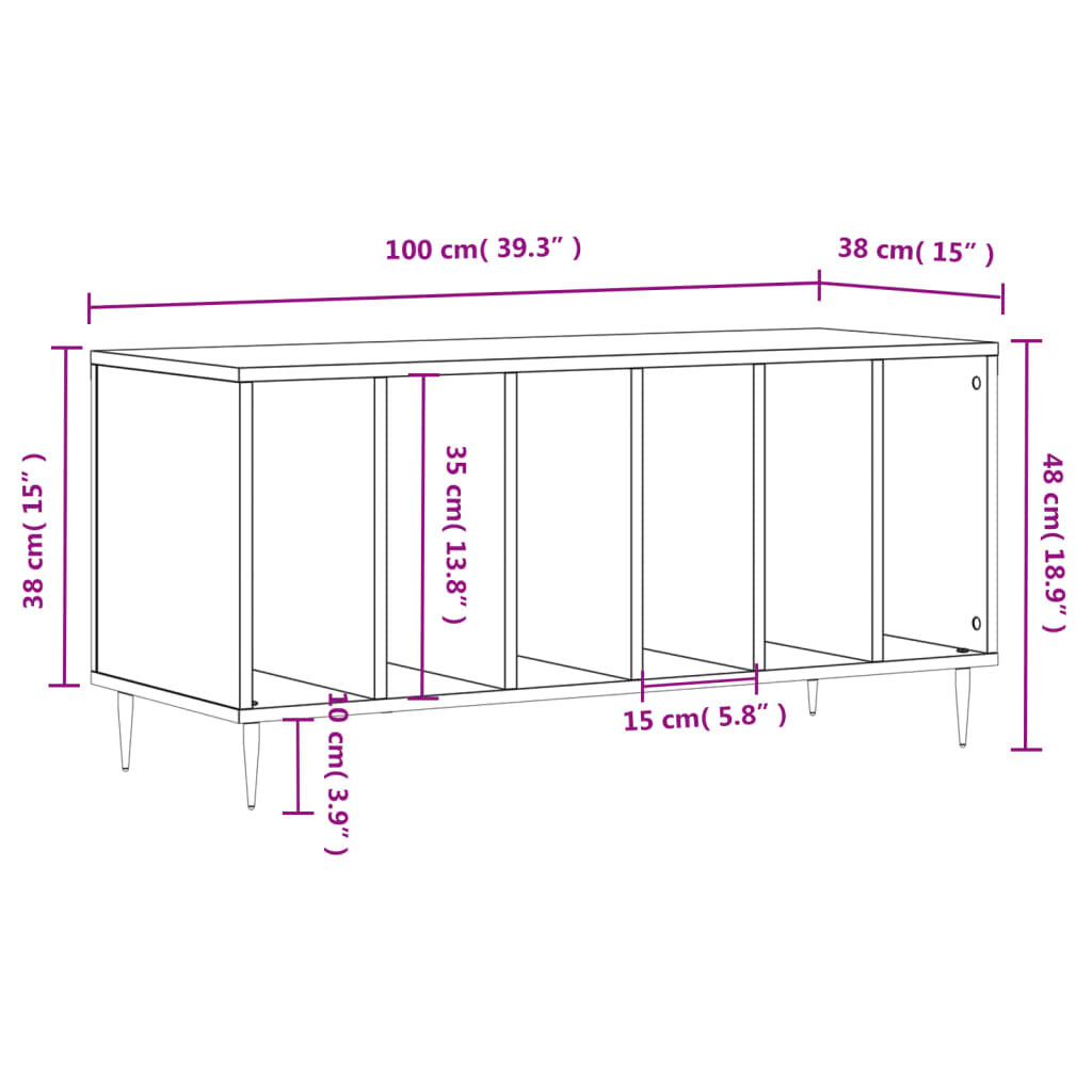 vidaXL Έπιπλο Δίσκων Γκρι Sonoma 100x38x48 εκ. από Επεξεργασμένο Ξύλο