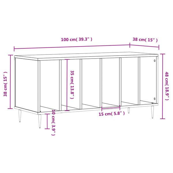 vidaXL Έπιπλο Δίσκων Γκρι Sonoma 100x38x48 εκ. από Επεξεργασμένο Ξύλο