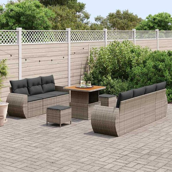 vidaXL Σετ Καναπέ Κήπου 10 pcs Γκρι συνθετικό ρατάν