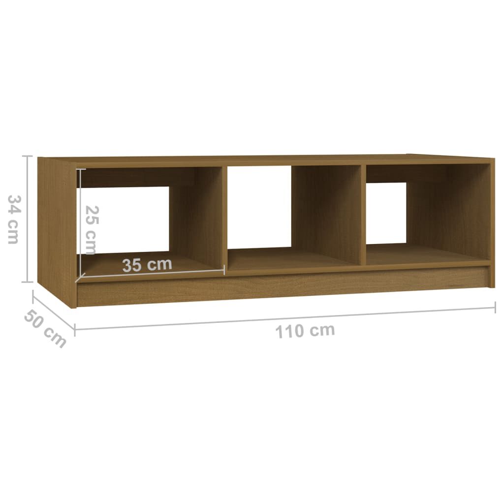 vidaXL Τραπεζάκι Σαλονιού Καφέ Μελί 110x50x34 εκ από Μασίφ Ξύλο Πεύκου