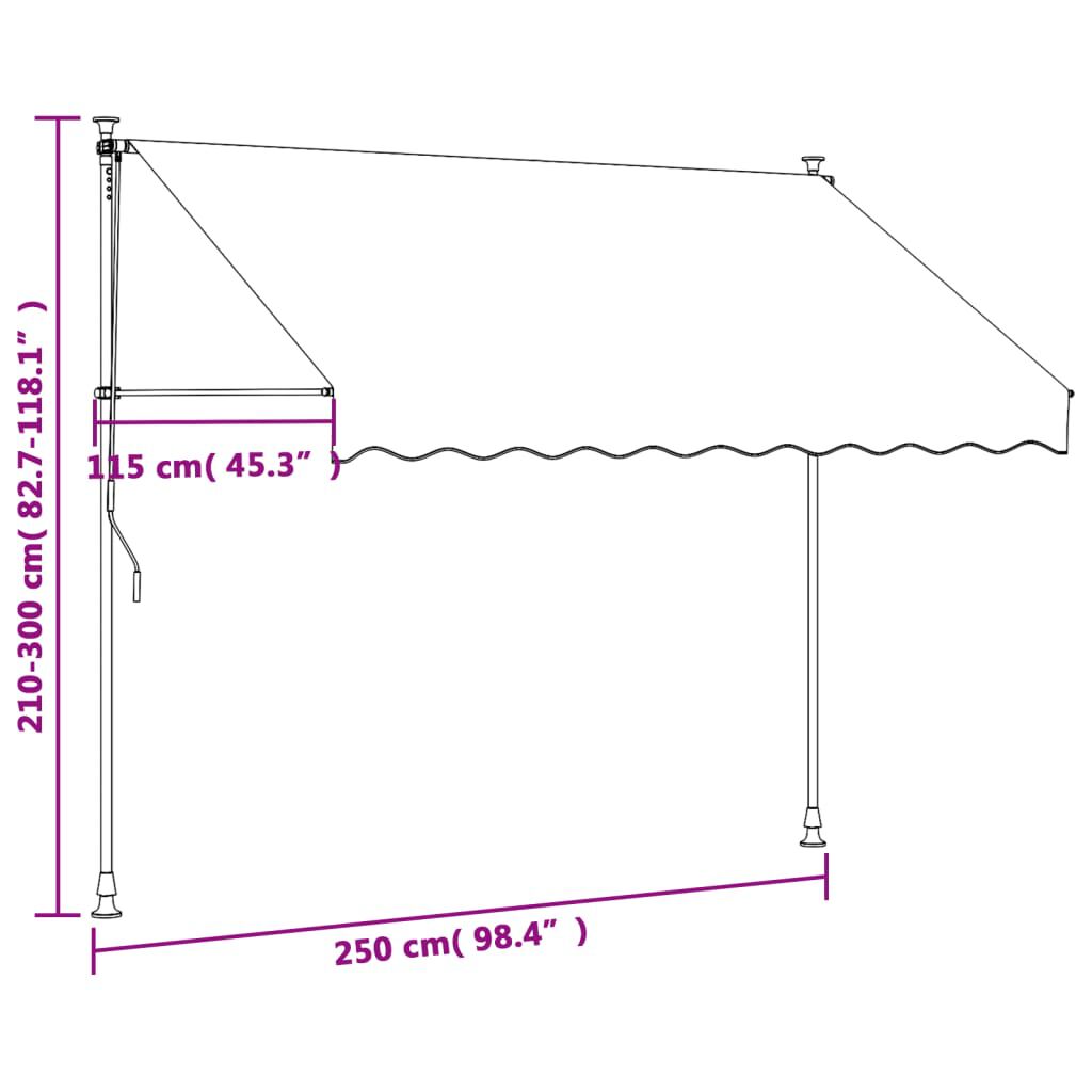 vidaXL Τέντα Συρόμενη Κρεμ 250 x 150 εκ. από Ύφασμα και Ατσάλι