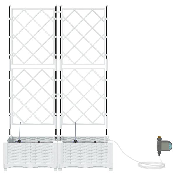vidaXL Ζαρντινιέρες κήπου Καφασωτό Λευκό 80 x 40 x 126 cm Πλαστικό