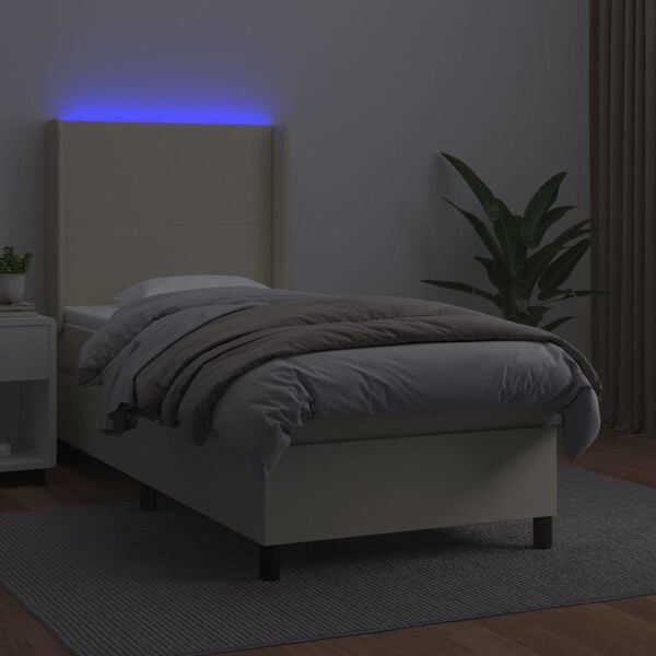 vidaXL &Kappa;&rho;&epsilon;&beta;ά&tau;&iota; Boxspring &mu;&epsilon; &Sigma;&tau;&rho;ώ&mu;&alpha; & LED &Kappa;&rho;&epsilon;&mu; 90x190 &epsilon;&kappa;. &Sigma;&upsilon;&nu;&theta;. &Delta;έ&rho;&mu;&alpha;