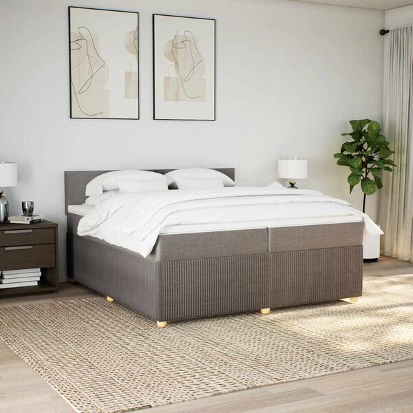 vidaXL &Kappa;&rho;&epsilon;&beta;ά&tau;&iota; Boxspring &mu;&epsilon; &Sigma;&tau;&rho;ώ&mu;&alpha; Taupe 200x200 &epsilon;&kappa;. &Upsilon;&phi;&alpha;&sigma;&mu;ά&tau;&iota;&nu;&omicron;