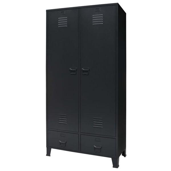 vidaXL Ντουλάπα με Βιομηχανικό Στιλ Μαύρη 90 x 40 x 180 εκ. Μεταλλική