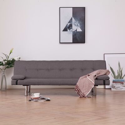 vidaXL Καναπές - Κρεβάτι με Δύο Μαξιλάρια Χρώμα Taupe από Πολυεστέρα