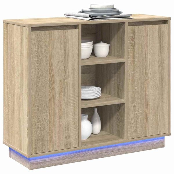 vidaXL Κομοδίνο με ράφι Δρύς Sonoma 90 x 32 x 75 εκ Επεξεργασμένο ξύλο
