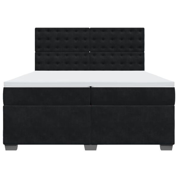 vidaXL Κρεβάτι Boxspring με Στρώμα Μαύρο 200x200 εκ. Βελούδινο