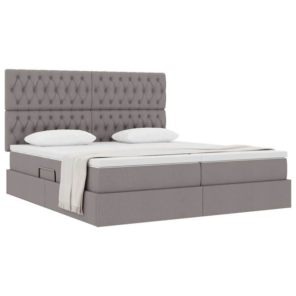 vidaXL &Kappa;&rho;&epsilon;&beta;ά&tau;&iota; &Alpha;&pi;&omicron;&theta;ή&kappa;&eta;&sigmaf; &mu;&epsilon; &sigma;&tau;&rho;ώ&mu;&alpha; Taupe 180 x 200 cm &Tau;&epsilon;&chi;&nu;&eta;&tau;ό &Delta;έ&rho;&mu;&alpha;