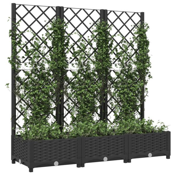 vidaXL Ζαρντινιέρα Κήπου με Καφασωτό Μαύρο 120 x 40 x 121,5 εκ. από PP