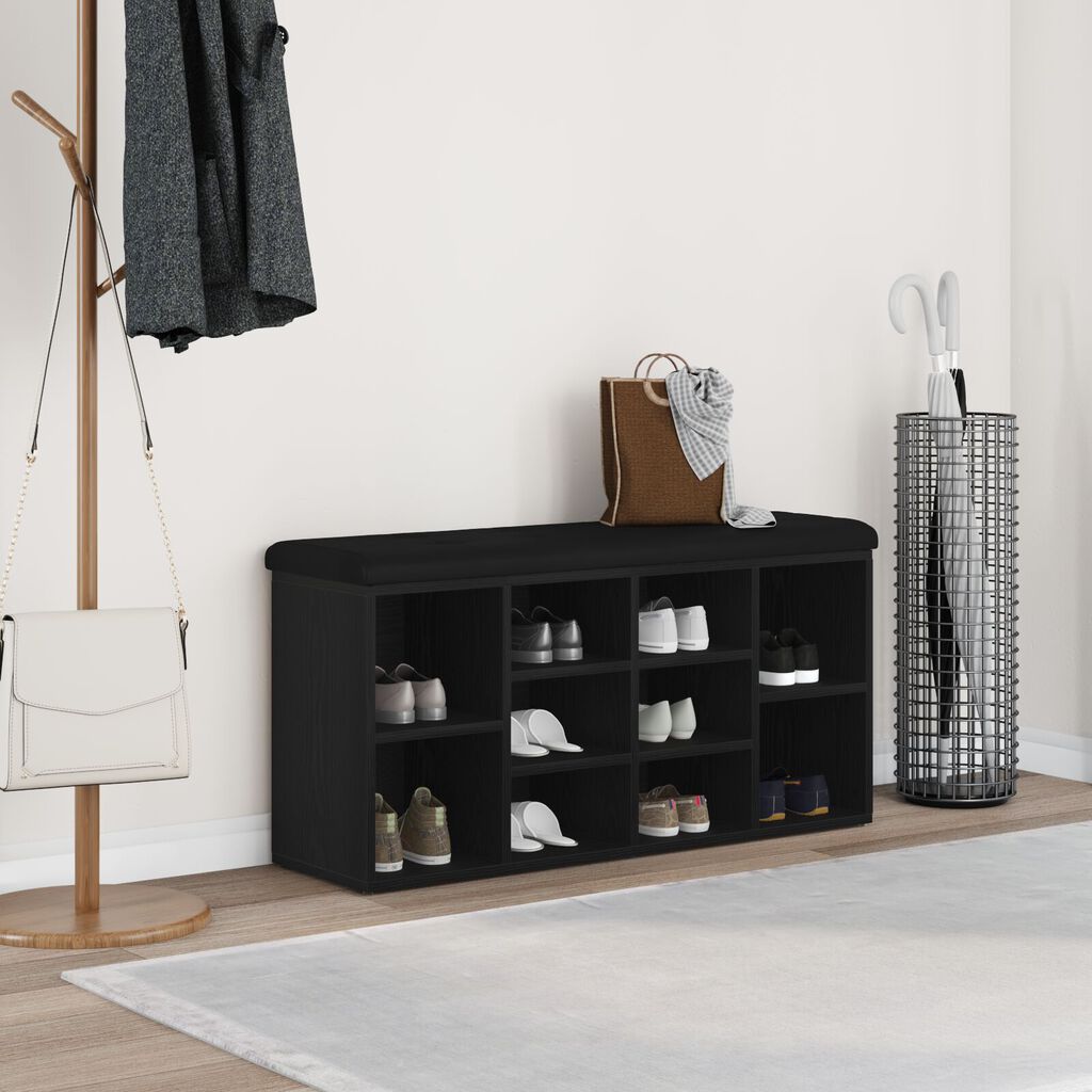 vidaXL Παγκάκι Αποθήκευσης Μαύρο Δρυς 100x30x48 εκ. Επεξεργασμένο Ξύλο