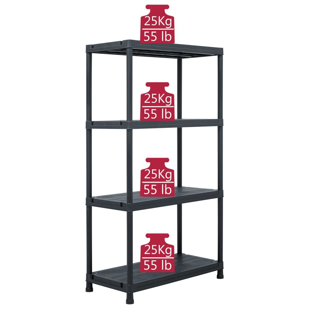 vidaXL Ραφιέρες 5 τεμ. Μαύρες 60 x 30 x 138 εκ. Πλαστικές