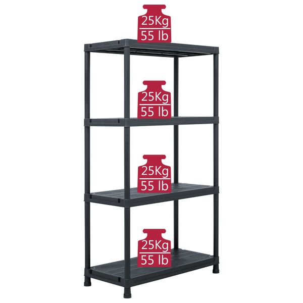vidaXL Ραφιέρες 5 τεμ. Μαύρες 60 x 30 x 138 εκ. Πλαστικές