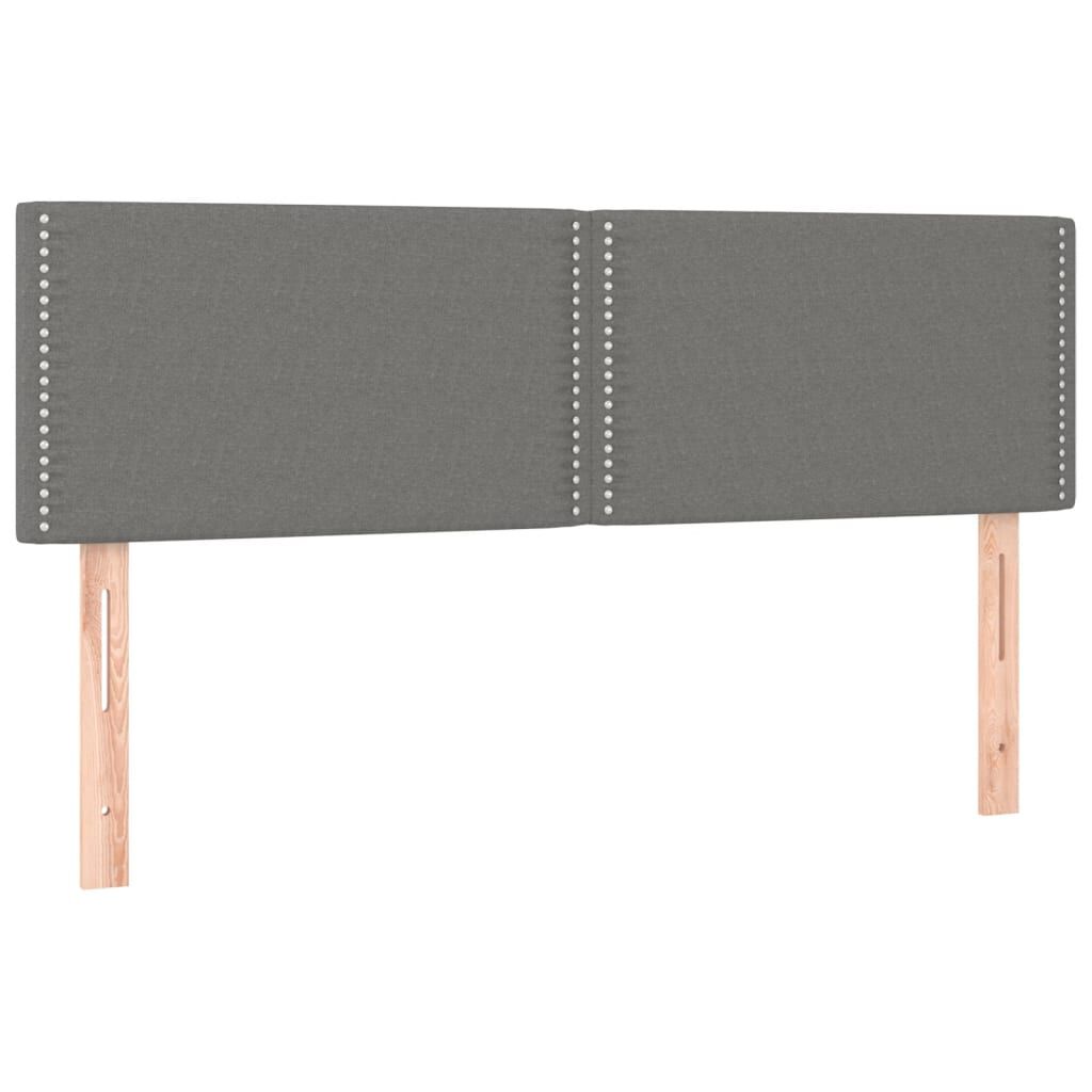 vidaXL Κρεβάτι Boxspring με Στρώμα & LED Σκ.Γκρι 140x200 εκ Υφασμάτινο