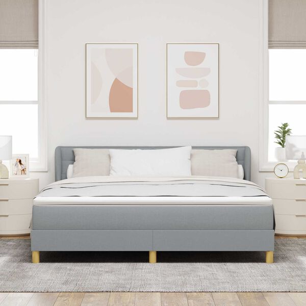 Κρεβάτι Box Spring VidaXL με Στρώμα σε Ανοιχτό Γκρι 180x200 εκ. Ύφασμα