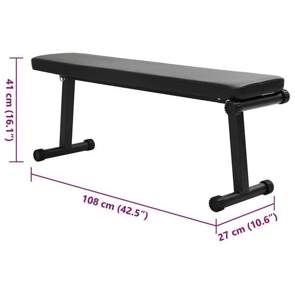 vidaXL Αναδιπλούμενος Πάγκος Βάρους Μαύρο 109 x 29 x 42 εκ. Ατσάλι