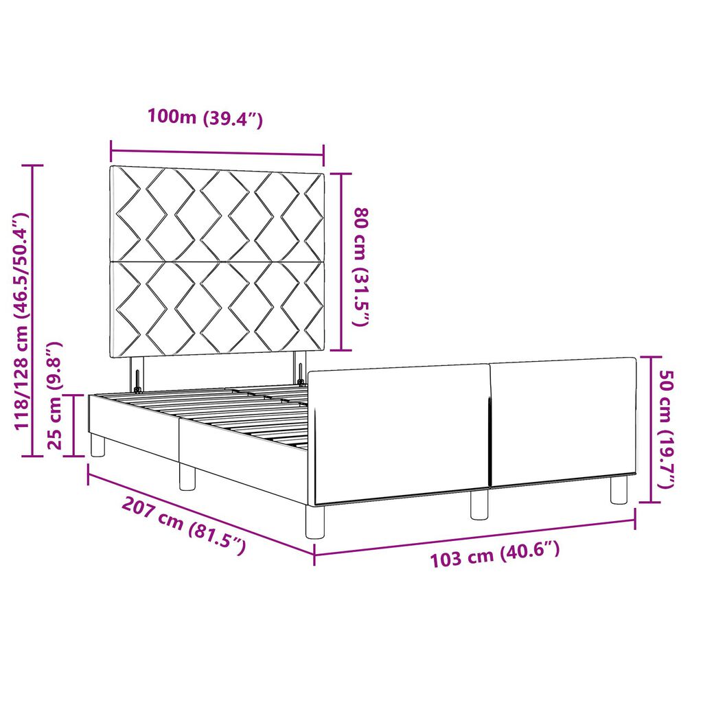 Κρεβάτι vidaXL Ανοιχτό γκρι 100x200 cm Υφασμάτινο