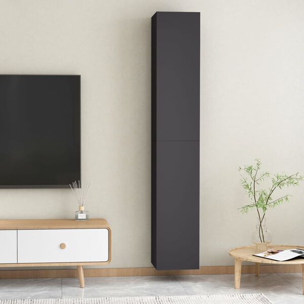 vidaXL Έπιπλα Τηλεόρασης 2 τεμ. Γκρι 30,5 x 30 x 90 εκ. από Επεξ. Ξύλο