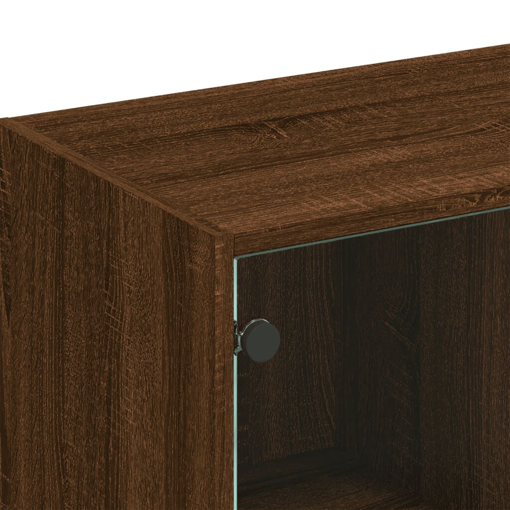 vidaXL Βιβλιοθήκη με Πόρτες Καφέ Δρυς 136x37x109 εκ. Επεξ. Ξύλο
