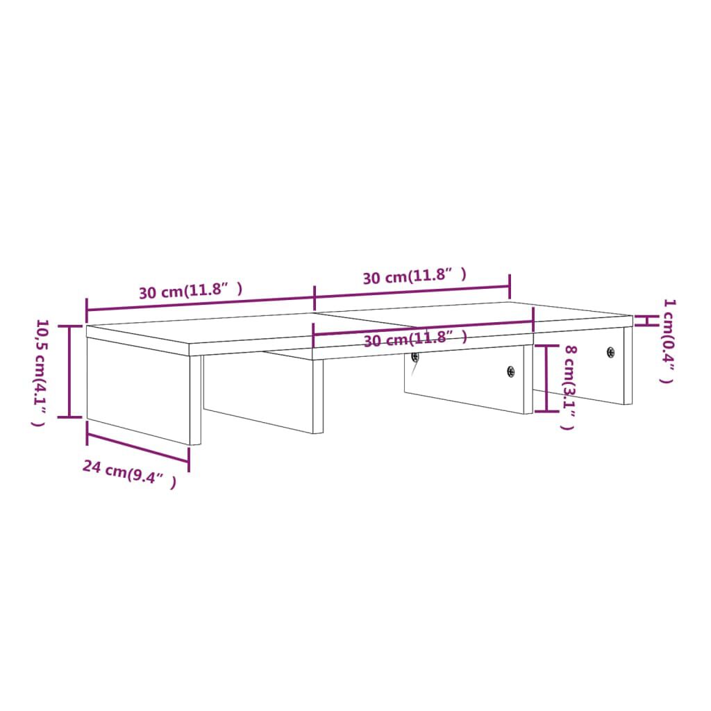 vidaXL Βάση Οθόνης Λευκή 60 x 24 x 10,5 εκ. από Μασίφ Ξύλο Πεύκου