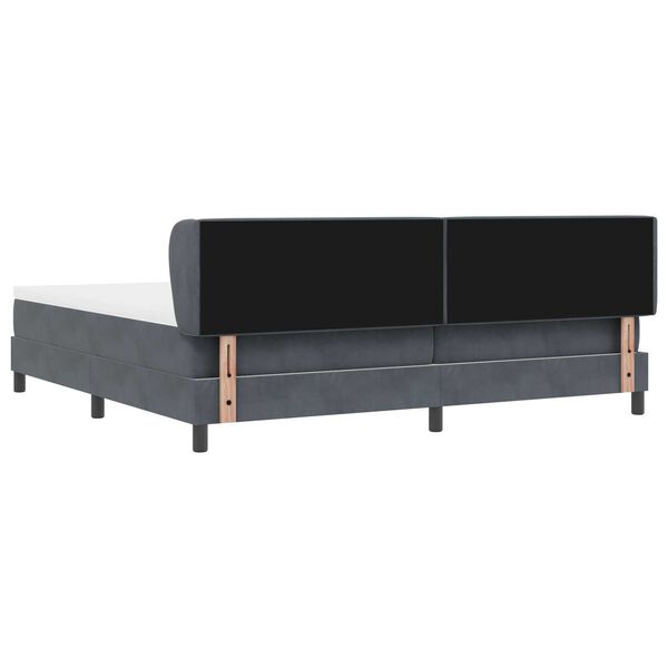 vidaXL Κρεβάτι Box Spring με Στρώμα Σκούρο Γκρι 200x200 cm Βελούδο