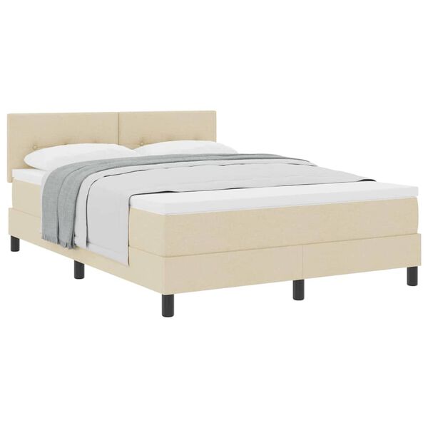vidaXL Κρεβάτι box spring με στρώμα με στρώμα Κρεμ 140 x 200 cm ύφασμα