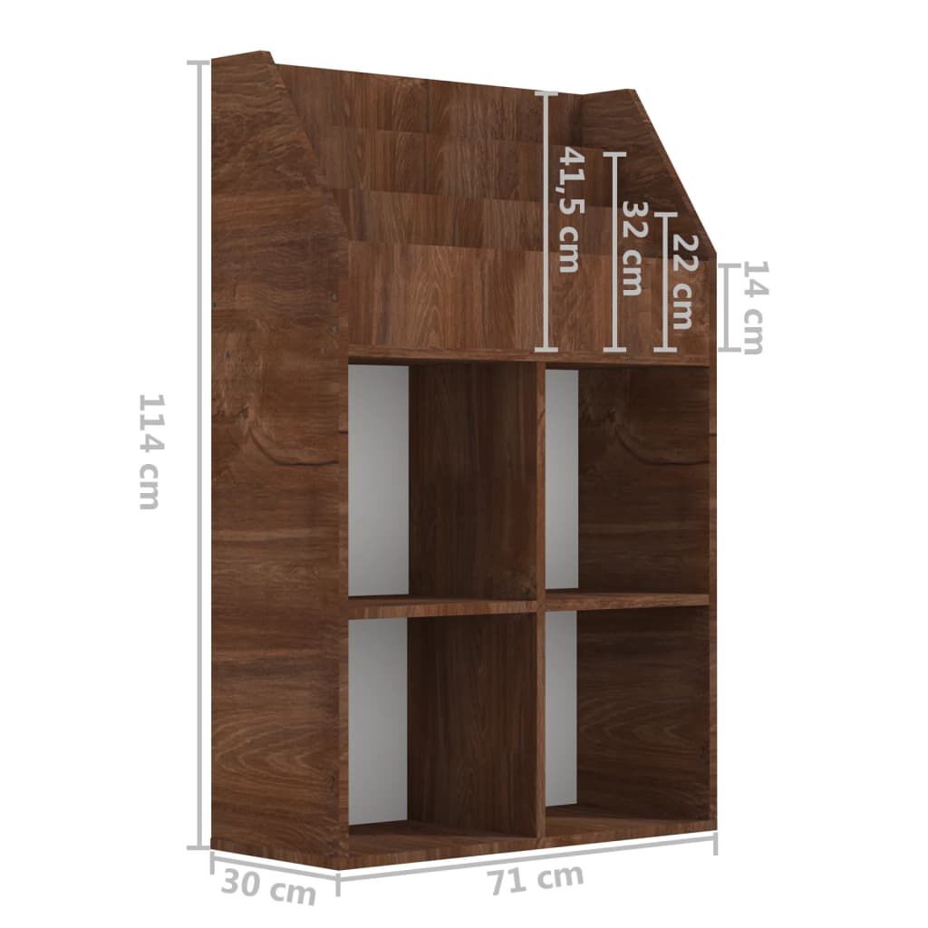 vidaXL Παιδικό Ράφι Περιοδικών Καφέ Δρυς 71x30x114 εκ. Επεξεργ. ξύλο