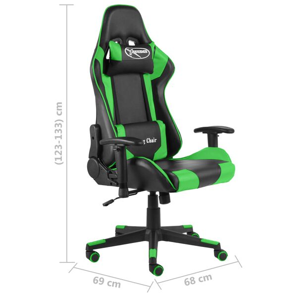 vidaXL Καρέκλα Gaming Περιστρεφόμενη Πράσινη PVC
