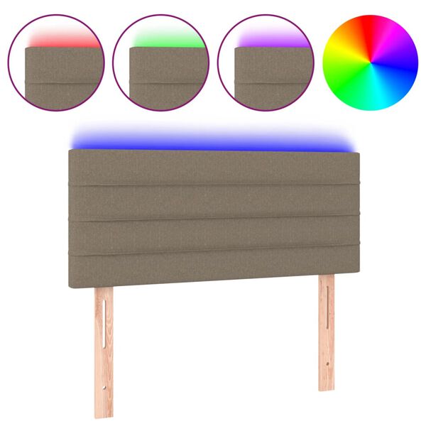 vidaXL Κεφαλάρι Κρεβατιού LED Taupe 90x5x78/88 εκ. Υφασμάτινο
