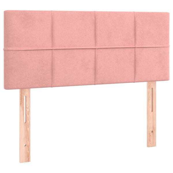 vidaXL Κρεβάτι Boxspring με Στρώμα Ροζ 90x200 εκ. Βελούδινο