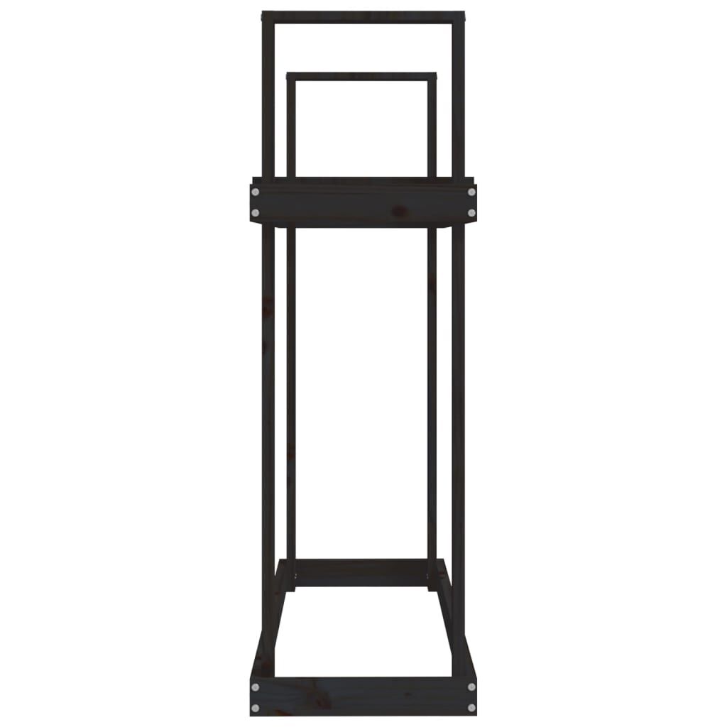 vidaXL Ραφιέρα Καυσόξυλων Μαύρο 110x35x108,5 εκ. από Μασίφ Ξύλο Πεύκου