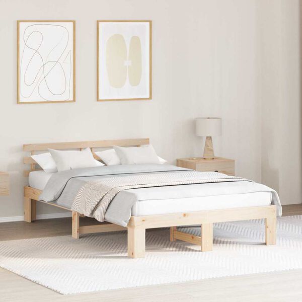 vidaXL Σκελετός Κρεβατιού Καφέ 120 x 200 cm Μασίφ ξύλο πεύκου