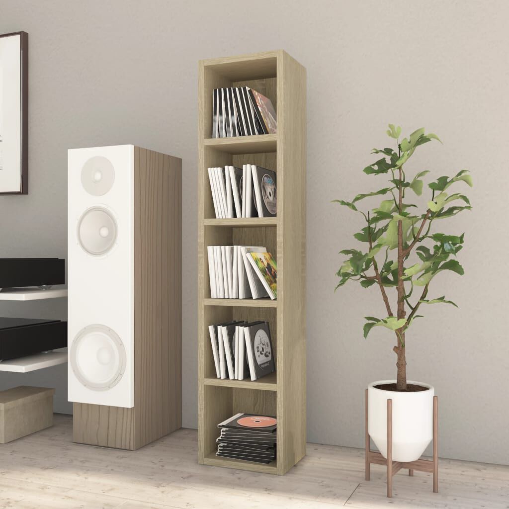 vidaXL Έπιπλο για CD Χρώμα Sonoma Δρυς 21x16x93,5 εκ. από Μοριοσανίδα