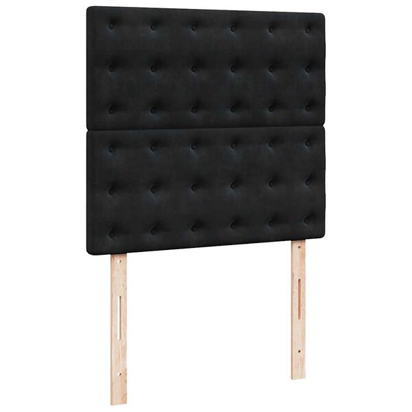 vidaXL Οθωμανικό κρεβάτι με στρώματα & LEDs Μαύρο 180x200cm Velvet