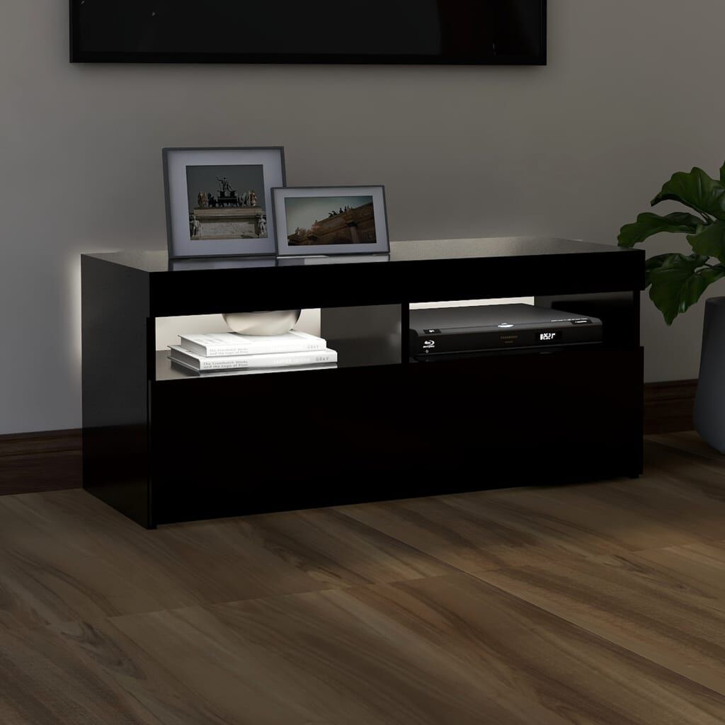 vidaXL Έπιπλο Τηλεόρασης με LED Μαύρο 90 x 35 x 40 εκ.