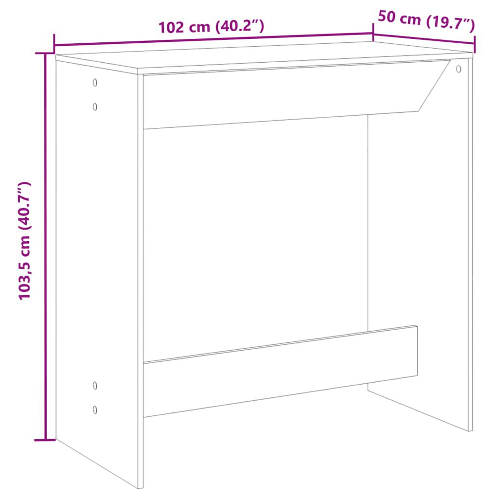 vidaXL Τραπέζι Μπαρ Αρτισιανή Δρυς 102x50x103,5 εκ. Επεξ. Ξύλο