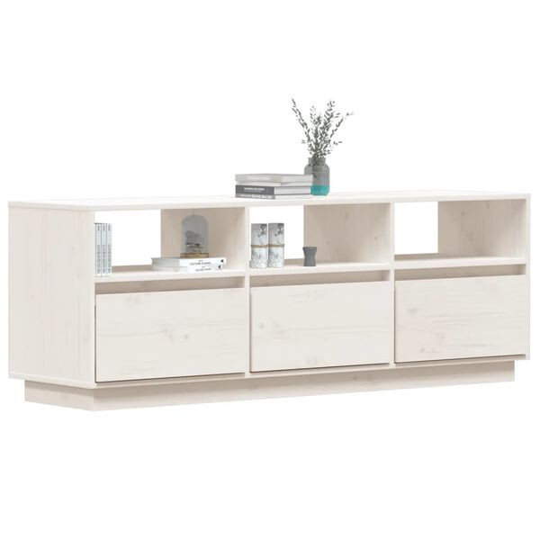 vidaXL Έπιπλο Τηλεόρασης Λευκό 140 x 37 x 50 εκ. από Μασίφ Ξύλο Πεύκου