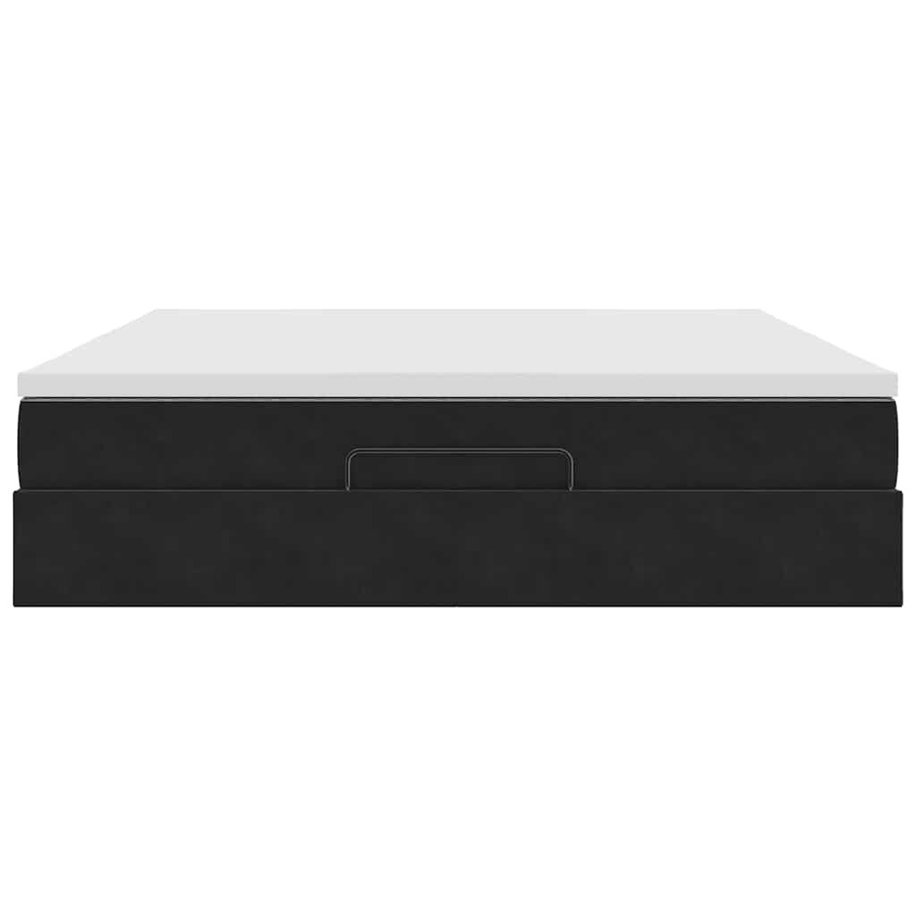 vidaXL Οθωμανικό κρεβάτι με στρώμα Μαύρο 160x200cm Velvet