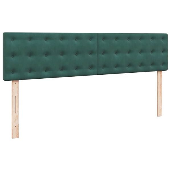 vidaXL Οθωμανικό κρεβάτι με στρώμα & LEDs Dark Green 180x200cm Velvet