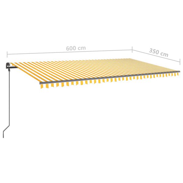 vidaXL Τέντα Αυτόματη με LED & Αισθητήρα Ανέμου Κίτρινη/Λευκή 6x 3,5μ.