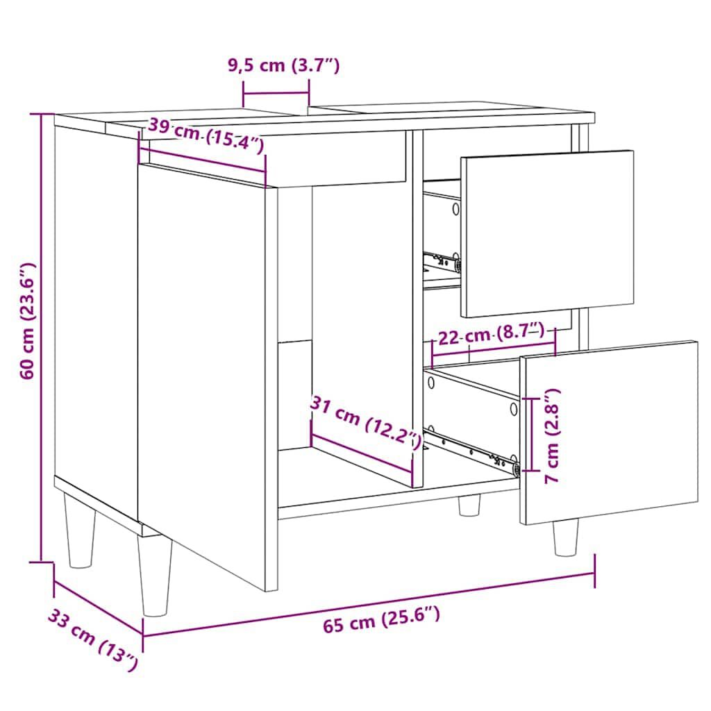 vidaXL Ντουλάπι Μπάνιου Γκρι Σκυροδέματος 65x33x60 εκ. Επεξ. Ξύλο