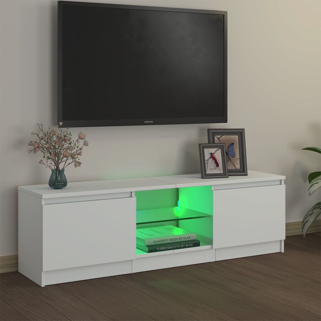 vidaXL Ντουλάπα Τηλεόρασης με Φώτα LED Μαύρο Δρύς 140x40x35,5 εκ. από επεξεργασμένο ξύλο